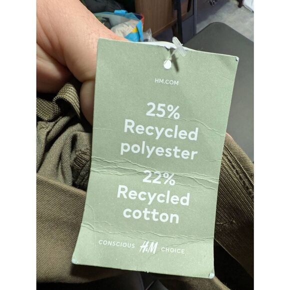 NWT H&M Skinny Fit High Waisted Trousers Leggings Treggings Large Beige Women's - Picture 3 of 7